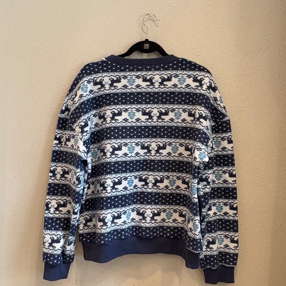 New Easel Sweatshirt Pullover Sweater Reindeer Upside Down Small Boho NWT - Picture 2 of 5